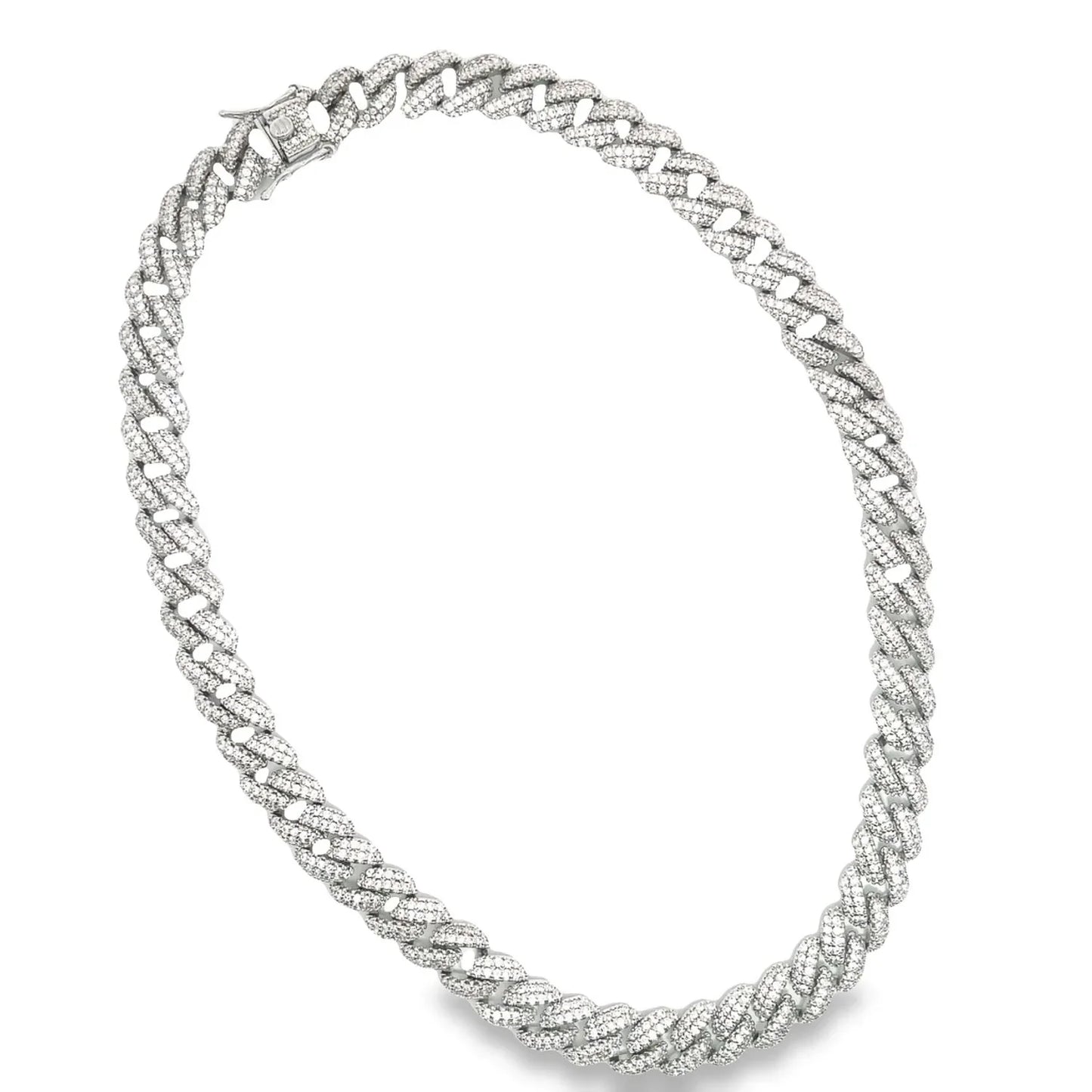 Collier cubain gourmette de 10 mm avec pierres CZ