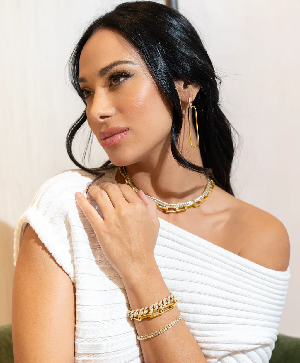 Bracelet à maillons cubains de 10 mm serti de zirconiums cubiques